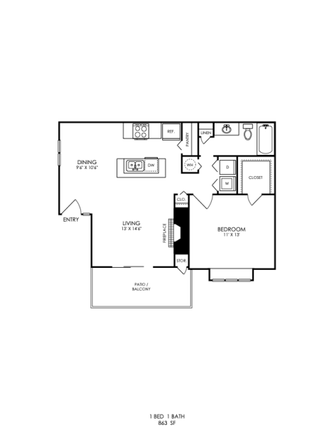 the floor plan for a two bedroom apartment at The Landon