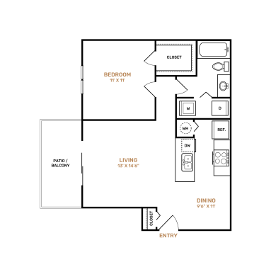 the floor plan for a two bedroom apartment at The Landon