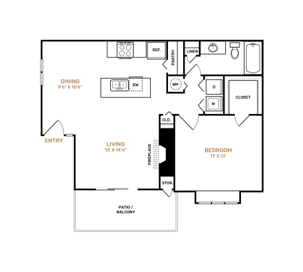 the floor plan for a two bedroom apartment at The Landon